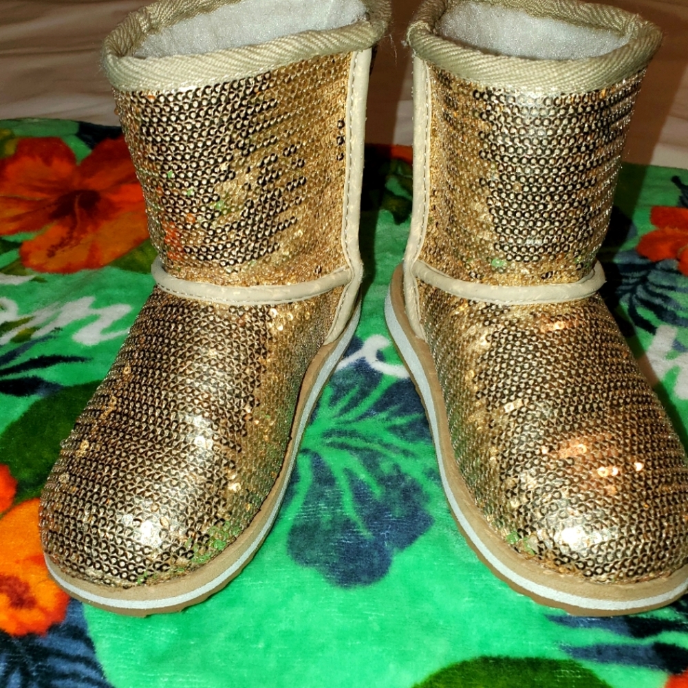 Sequin Gold Boots Toddler Girls Sz 10